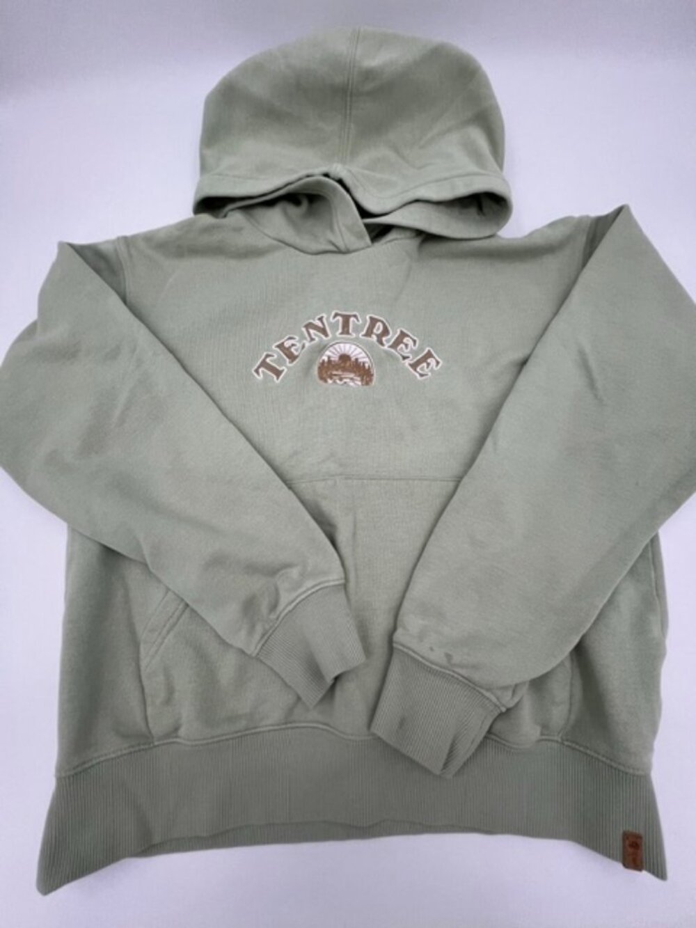 Tentree Sage Green Embroidered Graphic Hoodie Nature Sunset Forest Pullover Smal